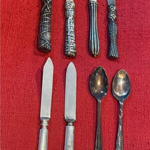 Set of 8 Vintage Silver-plated Cheese Knifes, Spreaders and Spoons